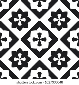 Tile black and white decorative floor tiles vector pattern or seamless background
