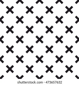 Tile Black And White X Cross Vector Pattern