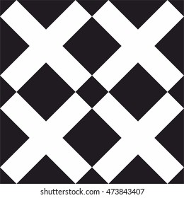 Tile black and white x cross vector pattern
