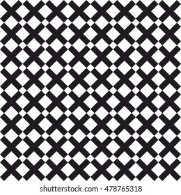 Tile black and white x cross vector pattern or background