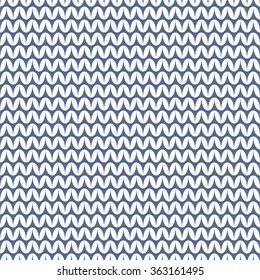 Tile blue and white knitting vector pattern or winter background