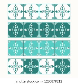 Tile border pattern vector seamless. Floor ceramic ornament texture. Portuguese azulejos, sicily italian majolica, mexican talavera, spanish, moroccan arabesque motifs.