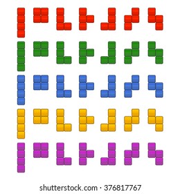 Tile Bricks Pieces Total Set for Game. Vector