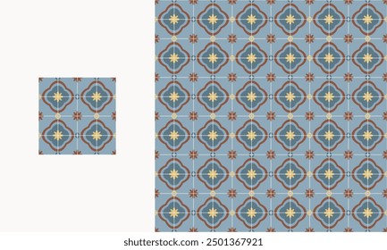 tile ceramic retro abstract shape in geometric seamless pattern style illustration.