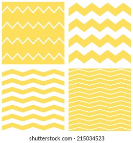 Tile chevron vector pattern set with yellow and white zig zag background