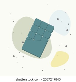 Tile of chocolate flat vector icon. Chocolate in a torn wrapper on multicolored background. Layers grouped for easy editing illustration. For your design.
