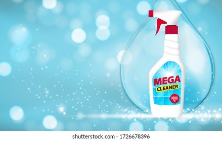 Tile Limpiar plantilla de botellas para anuncios o fondo de revista. Iilustración vectorial 3D realista. EPS10