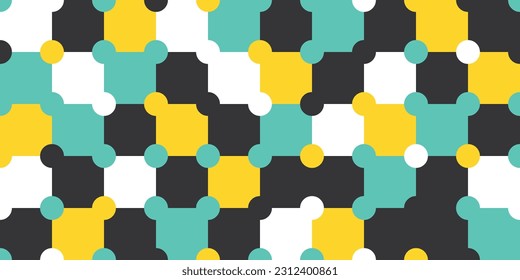 Tile colored with yellow and turquoise squares. Vector pattern for design and decoration, on a seamless surface. Seamless repeating pattern.