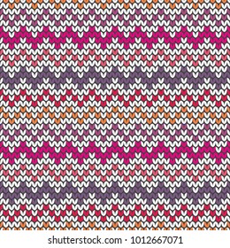 Tile colorful zig zag knitting vector pattern or winter background