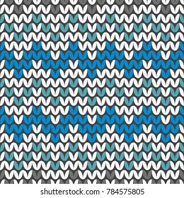 Tile colorful zig zag knitting vector pattern or winter background