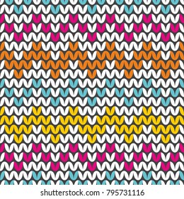 Tile colorful zig zag knitting vector pattern or winter background
