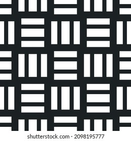 Tile consisting of three white rectangles. Repeats and alternates between horizontal and vertical position.