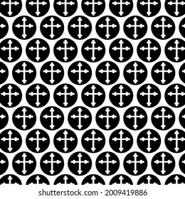 Tile cross in a circle. Vector background cross color black