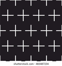 Tile cross plus black and white vector pattern