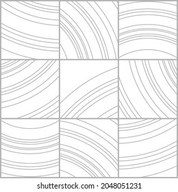 Tile curved line pattern, composite texture, floor element for plans or printing on tiles. The line is a monochrome texture in a minimal style. Vector background