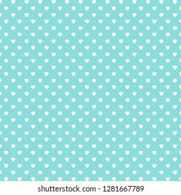 Tile cute pattern with white hearts on pastel blue background