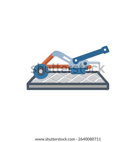 Tile cutter tool illustration over the tile surface