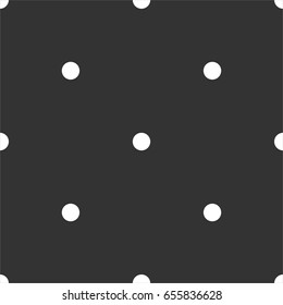 Tile dark vector pattern with white polka dots on black background