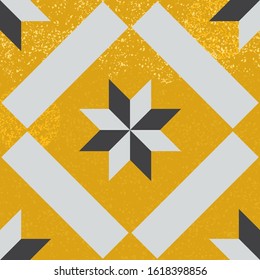 Tile decorative floor tiles vector pattern or seamless grey and gold background