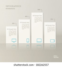 Tile design chart infographics with cloud computing icon set for report, statistics, presentation - ivory version