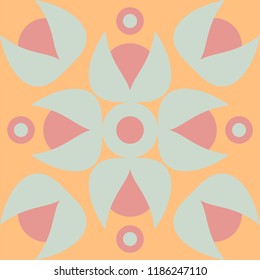Tile design in modern style, decorative ornament, flower pattern, geometric pattern.