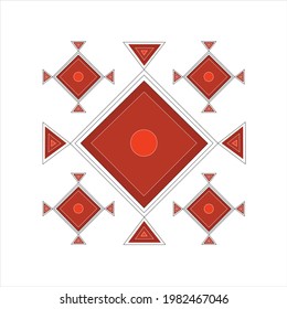 tile design pattern red squares on white color background