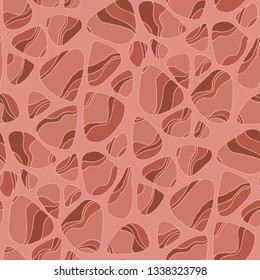 Tile element for surface design in natural red soil colors. River stone textured seamless pattern in terracottas hues. Wavy repeatable motif for background, textile, wrapping paper.