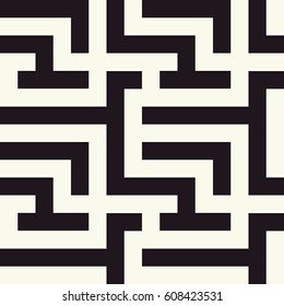 Tile floor in geometrical seamless pattern in beige and black tones