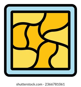 Tile floor icon outline vector. Cement stone. Interior design color flat
