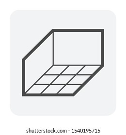 Tile floor inside room vector icon design in oblique view. That is a floor finishing material for paving or laying to decoration interior and exterior i.e. bathroom, kitchen, toilet and laundry room.