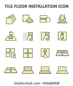 Tile floor installation and material vector icon set.