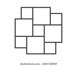 Tile floor line icon isolated on white background. Decorative laying tiles to bathroom, kitchen and others. Vector illustration