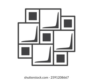 Tile floor line icon isolated on white background. Decorative laying tiles to bathroom, kitchen and others. Vector illustration