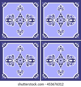 Tile floor - tiles pattern seamless vector blue and white color.
