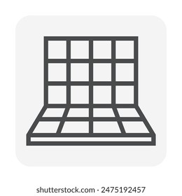 Tile floor and wall inside room vector icon in perspective. Finishing material for paving, laying to decoration interior exterior i.e. bathroom, kitchen, toilet and laundry room. Editable stroke.