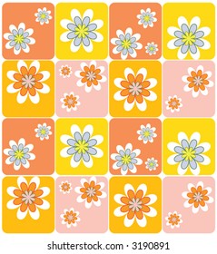 tile floral orange yellow background retro