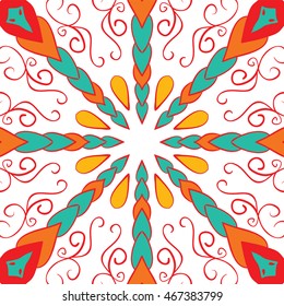 Tile with flower mandala for cards, invitations and coloring book. Boho style