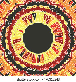 Tile with flower mandala for cards, invitations and coloring book. Boho style