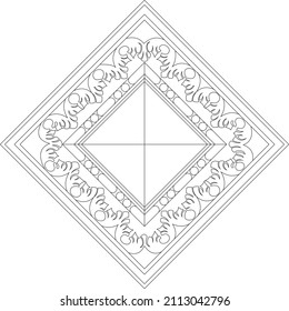tile in the form of a square at an angle with a floral pattern inside