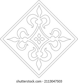 tile in the form of a square at an angle with a floral pattern inside gothic style