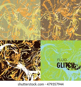 Tile fragments of liquid substance. Paint splash marbling texture design. Vector illustration