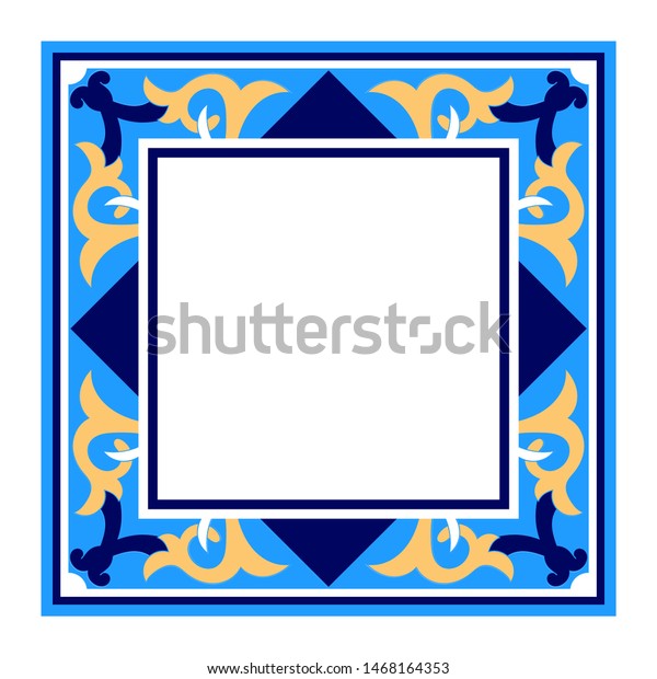 Tile Frame Vector Vintage Ceramic Border Stock Vector (royalty Free 