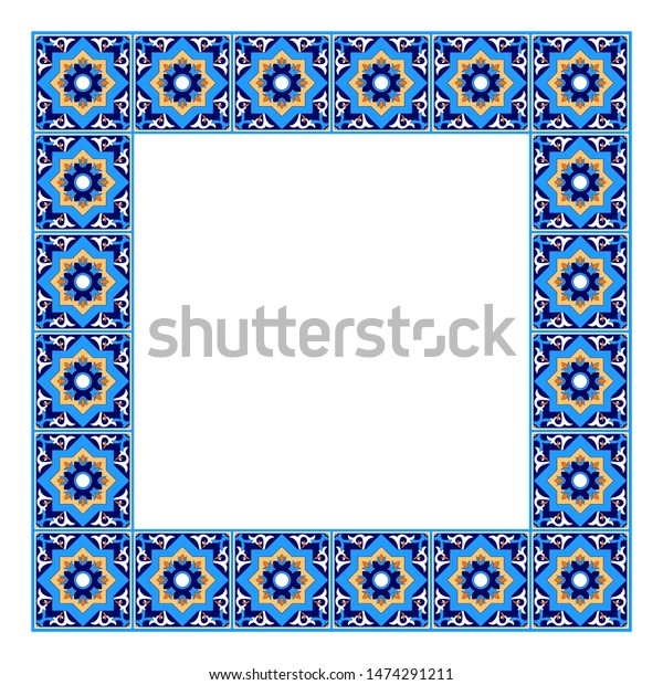 Tile Frame Vector Vintage Ceramic Border Stock Vector (Royalty Free ...