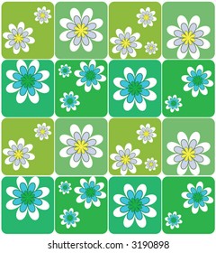 tile green floral background retro