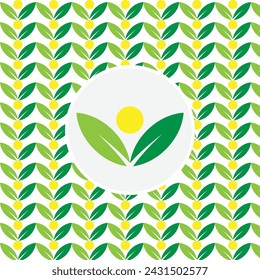 Tile Green Leaves Pattern Background