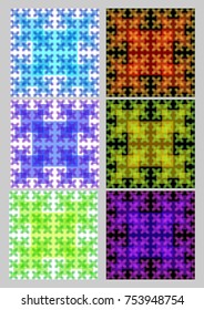 Tile with green square patterns in fractal style inspired from Sierpinski carpet., geometric abnstract ornament. Vector EPS 10