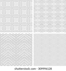 Tile grey and white vector pattern set or nordic background