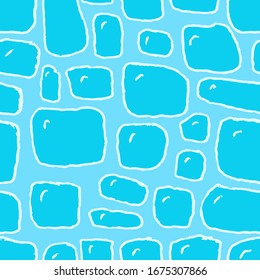 Tile handdrawn seamless blue pattern. Vector illustration.