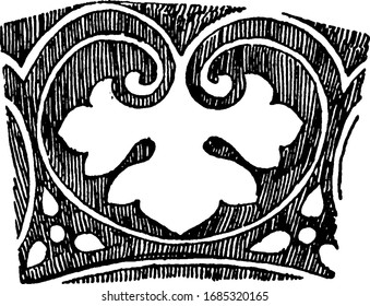 Tile have Leaf pattern from the red and brown tiling, vintage engraving.