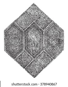 Tile house Ango, Dieppe, Sixteenth century, vintage engraved illustration. Magasin Pittoresque 1873.